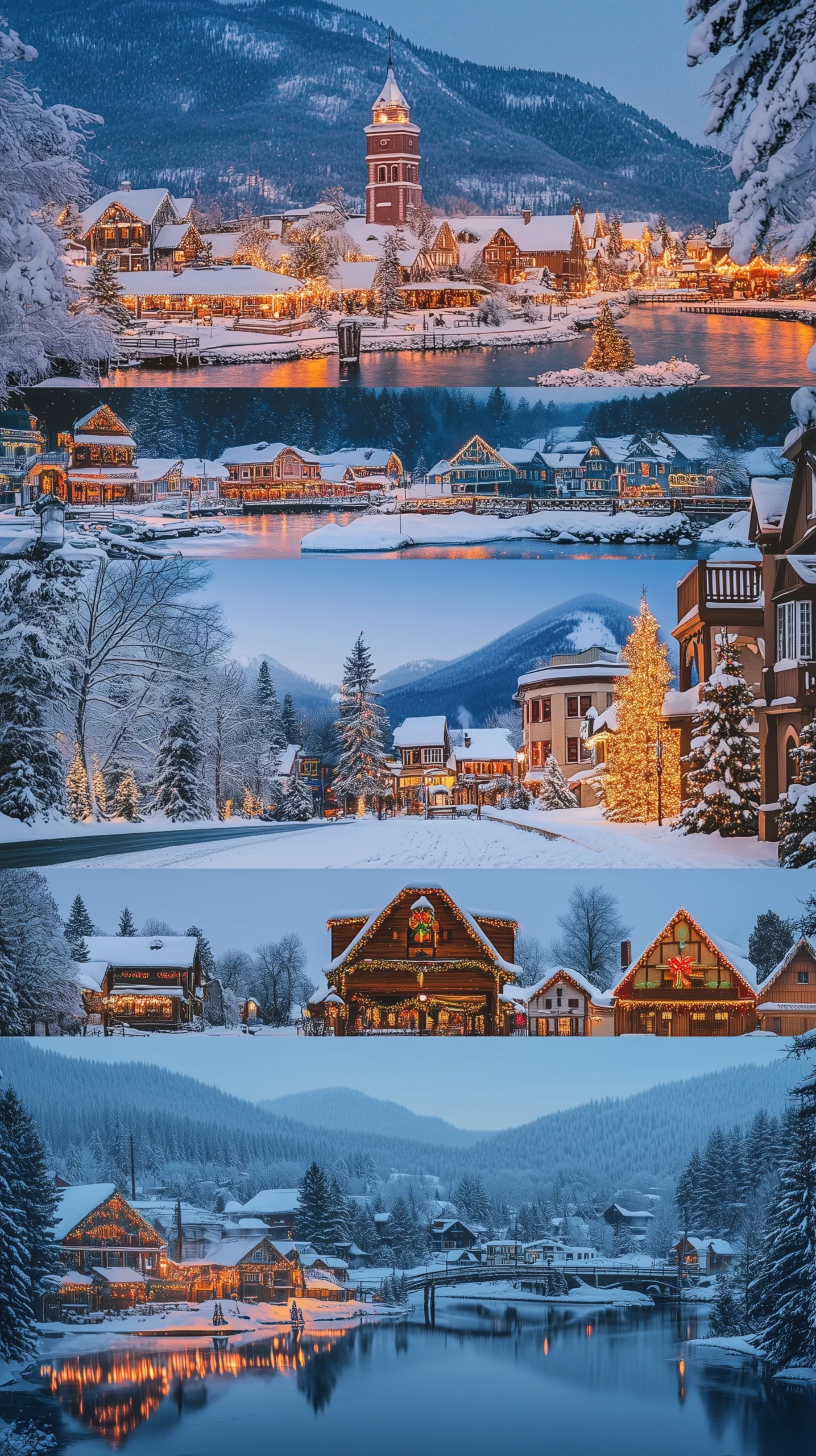 Collage of enchanting winter destinations