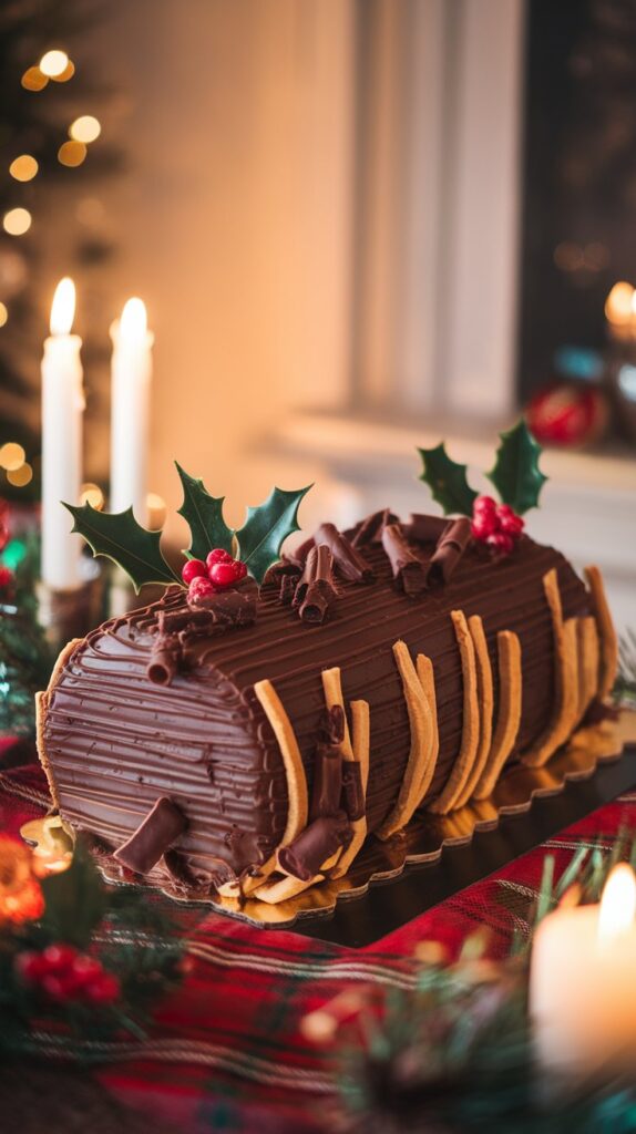 Chocolate Yule Log Cake