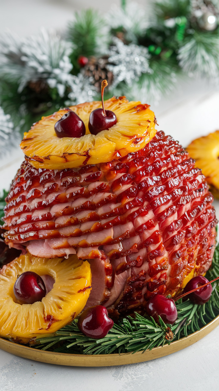 Honey Glazed Ham with Pineapple Rings